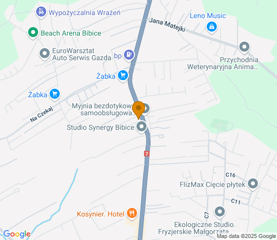 Mapa dojazdu do warsztatu samochodowego w miejscowości Zielonki