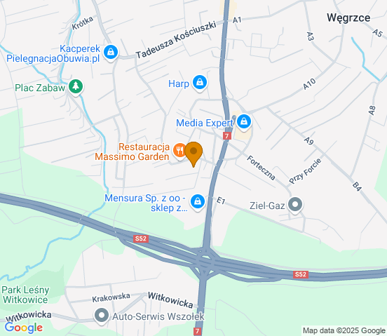 Mapa dojazdu do warsztatu samochodowego w miejscowości Zielonki
