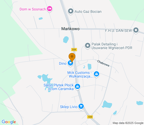 Mapa dojazdu do warsztatu samochodowego w miejscowości Biała