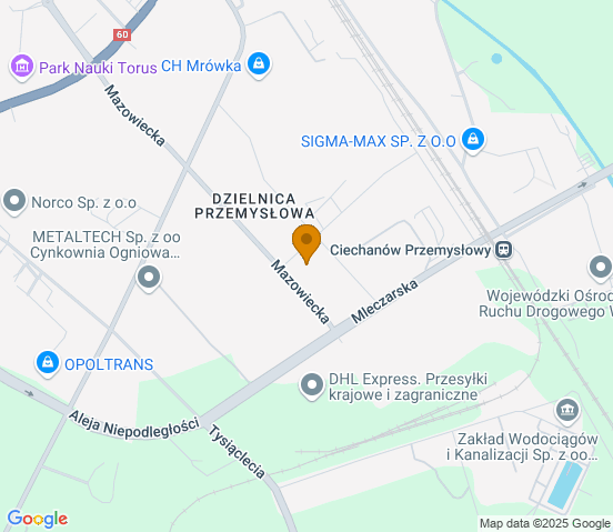 Mapa dojazdu do warsztatu samochodowego w miejscowości Ciechanów