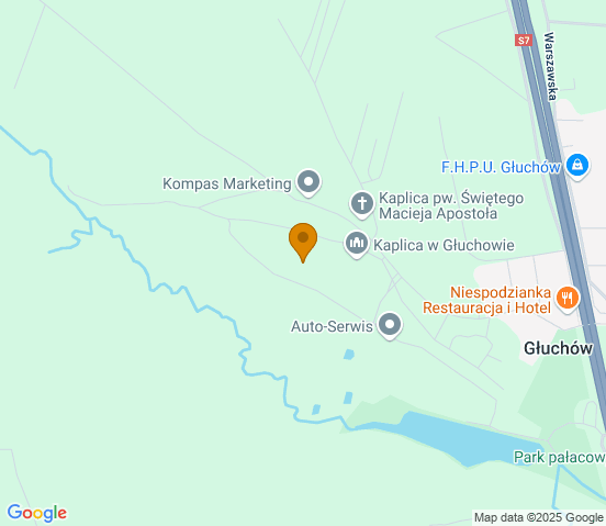 Mapa dojazdu do warsztatu samochodowego w miejscowości Głuchów
