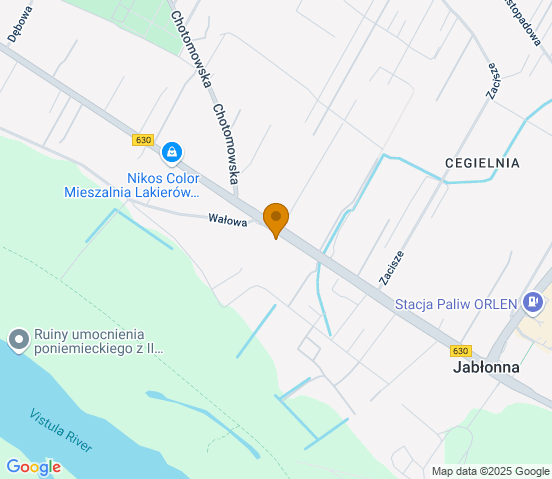 Mapa dojazdu do warsztatu samochodowego w miejscowości Jabłonna