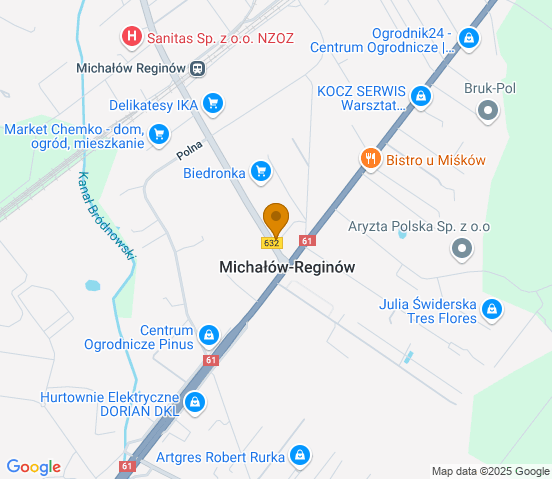 Mapa dojazdu do warsztatu samochodowego w miejscowości Legionowo