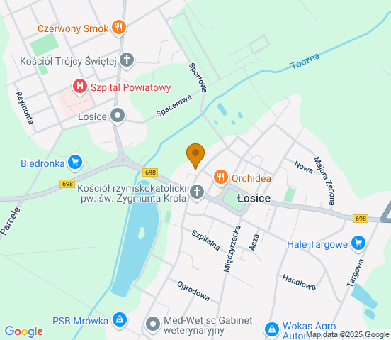 Mapa dojazdu do warsztatu samochodowego w miejscowości Łosice
