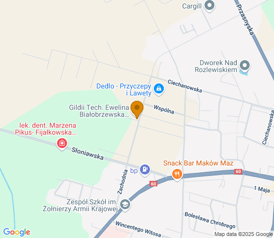 Mapa dojazdu do warsztatu samochodowego w miejscowości Maków Mazowiecki
