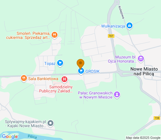 Mapa dojazdu do warsztatu samochodowego w miejscowości Nowe Miasto nad Pilicą