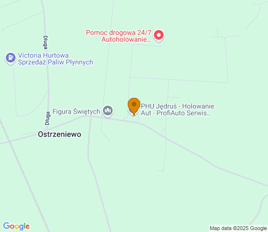 Mapa dojazdu do warsztatu samochodowego w miejscowości Ostrzeniewo