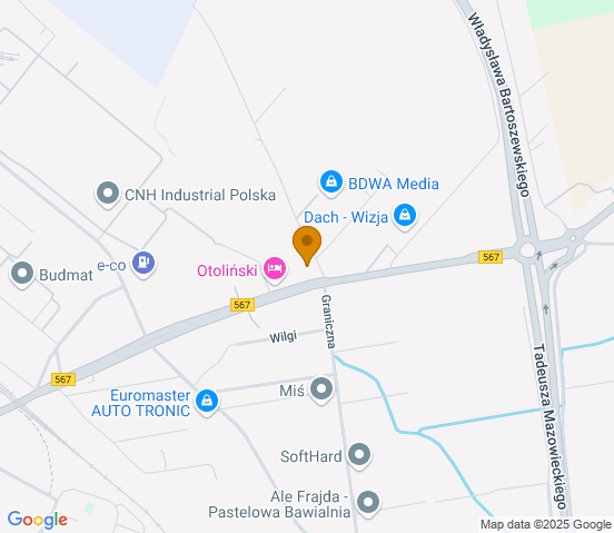 Mapa dojazdu do warsztatu samochodowego w miejscowości Płock