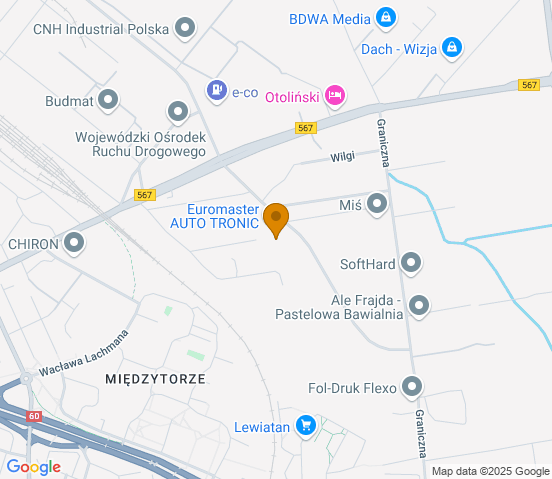 Mapa dojazdu do warsztatu samochodowego w miejscowości Płock