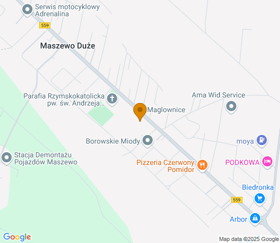 Mapa dojazdu do warsztatu samochodowego w miejscowości Płock
