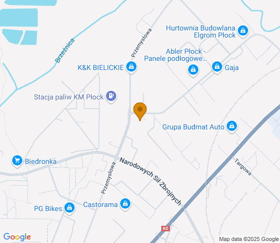 Mapa dojazdu do warsztatu samochodowego w miejscowości Płock