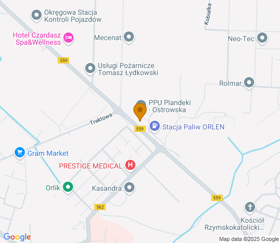 Mapa dojazdu do warsztatu samochodowego w miejscowości Płock
