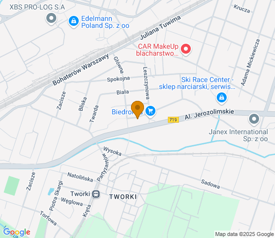 Mapa dojazdu do warsztatu samochodowego w miejscowości Pruszków