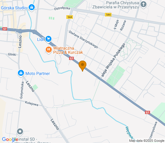 Mapa dojazdu do warsztatu samochodowego w miejscowości Przasnysz