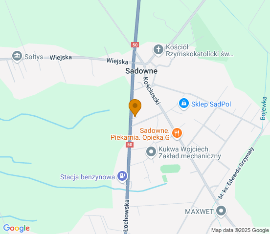Mapa dojazdu do warsztatu samochodowego w miejscowości Sadowne
