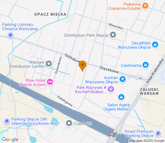 Mapa dojazdu do warsztatu samochodowego w miejscowości Warszawa