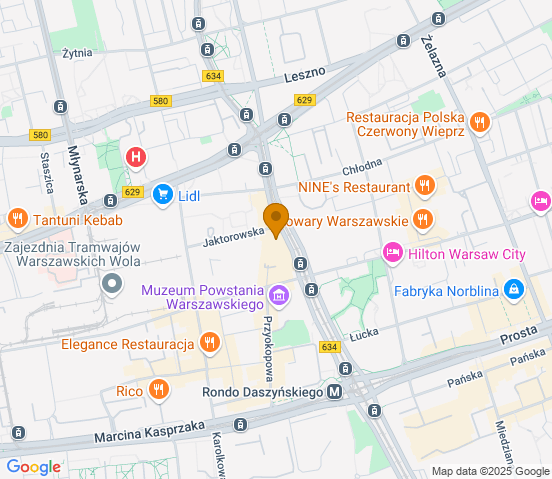 Mapa dojazdu do warsztatu samochodowego w miejscowości Warszawa