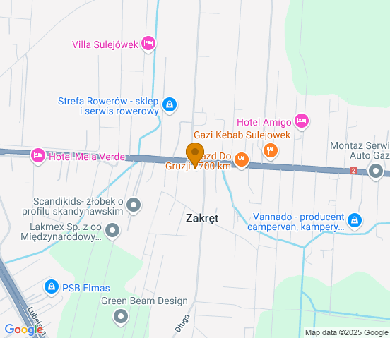Mapa dojazdu do warsztatu samochodowego w miejscowości Zakręt