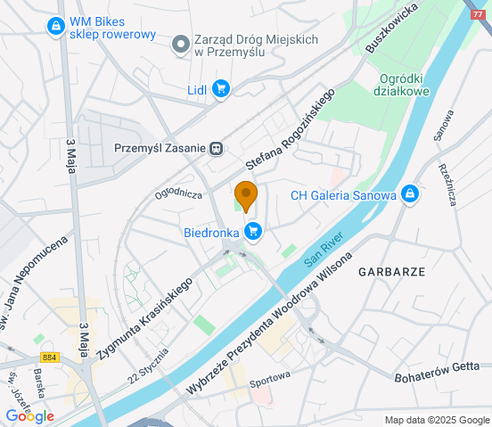 Mapa dojazdu do warsztatu samochodowego w miejscowości Przemyśl