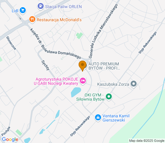 Mapa dojazdu do warsztatu samochodowego w miejscowości Bytów