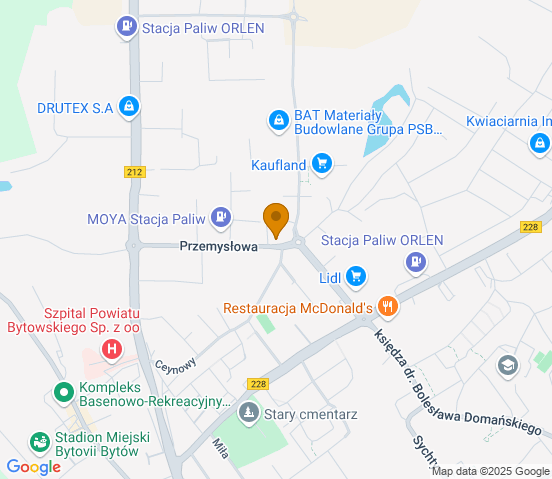 Mapa dojazdu do warsztatu samochodowego w miejscowości Bytów