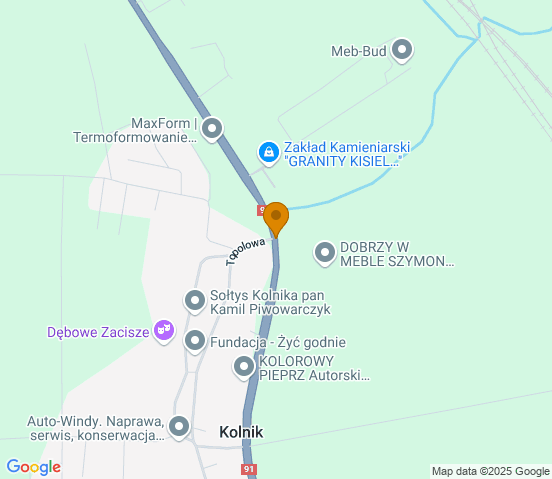 Mapa dojazdu do warsztatu samochodowego w miejscowości Kolnik