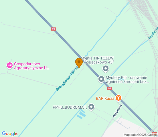 Mapa dojazdu do warsztatu samochodowego w miejscowości Tczew