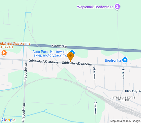 Mapa dojazdu do warsztatu samochodowego w miejscowości Dąbrowa Górnicza