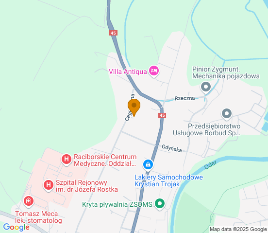 Mapa dojazdu do warsztatu samochodowego w miejscowości Racibórz