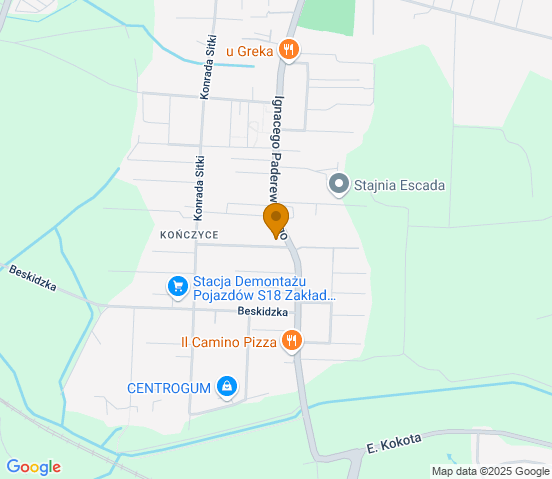 Mapa dojazdu do warsztatu samochodowego w miejscowości Zabrze