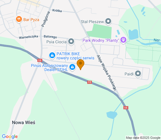 Mapa dojazdu do warsztatu samochodowego w miejscowości Pleszew