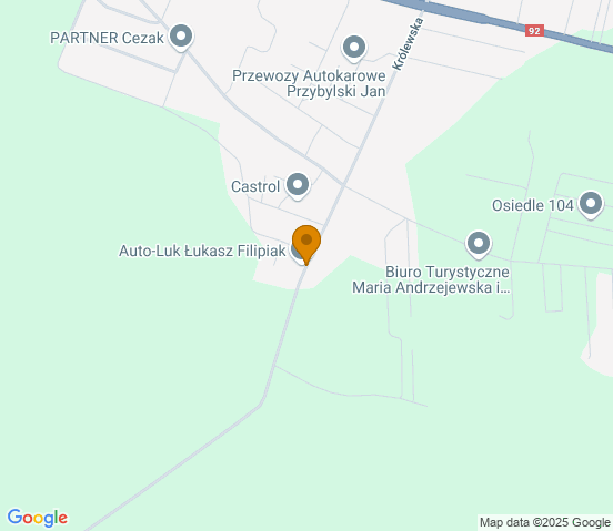 Mapa dojazdu do warsztatu samochodowego w miejscowości Węglew