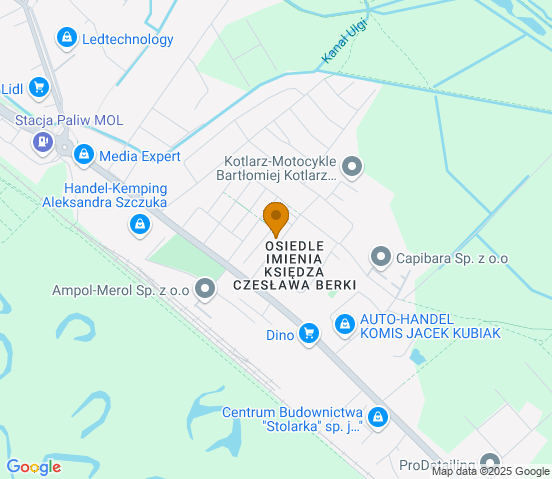 Mapa dojazdu do warsztatu samochodowego w miejscowości Białogard
